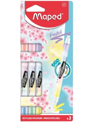 Maped Fluo Duo Pastel Highlighters 3pk